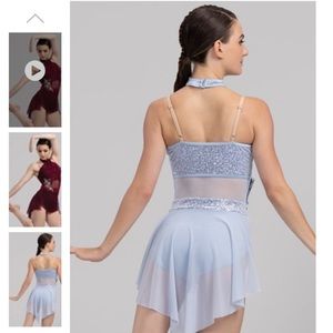 Weissman costume, like new, light blue, rhinestones added,size IC